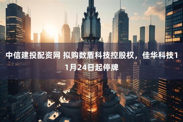 中信建投配资网 拟购数盾科技控股权，佳华科技11月24日起停牌