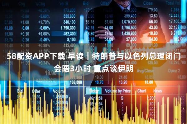 58配资APP下载 早读｜特朗普与以色列总理闭门会晤3小时 重点谈伊朗